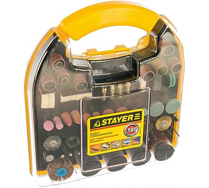 Набор мини-насадок STAYER MASTER для гравировальных машин, 186 предметов, пластиковый кейс